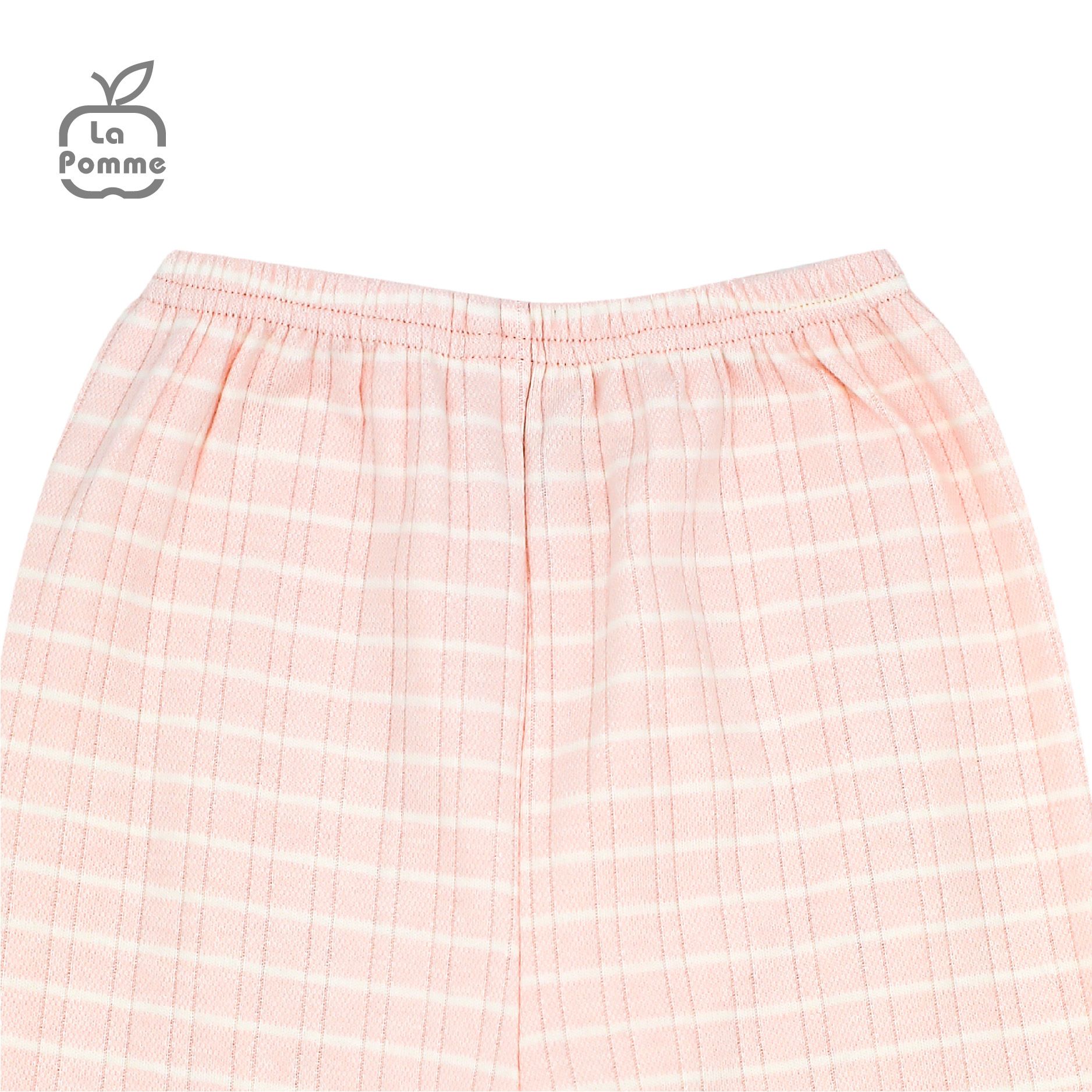 SLD058 Bộ dài tay La Pomme cúc lệch kẻ - Hồng