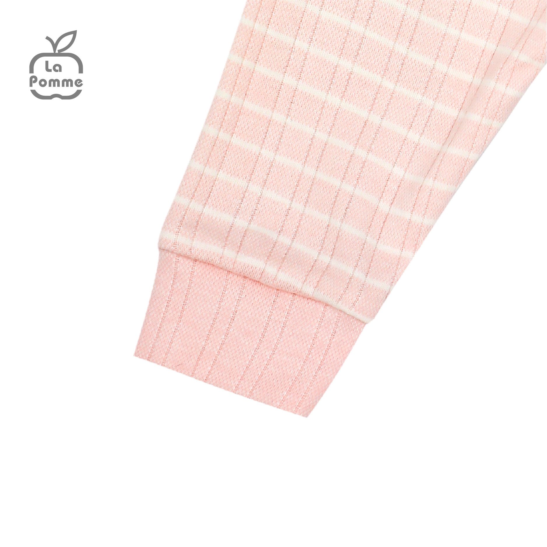 SLD058 Bộ dài tay La Pomme cúc lệch kẻ - Hồng