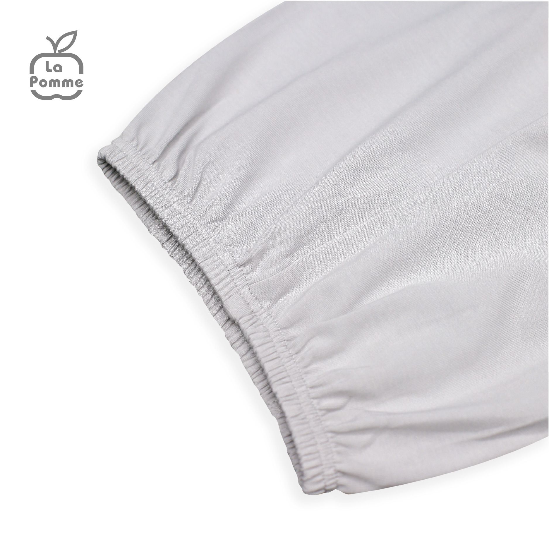 SLD059 Bộ dài tay La Pomme cúc lệch Thỏ Bunny - Trắng Ghi