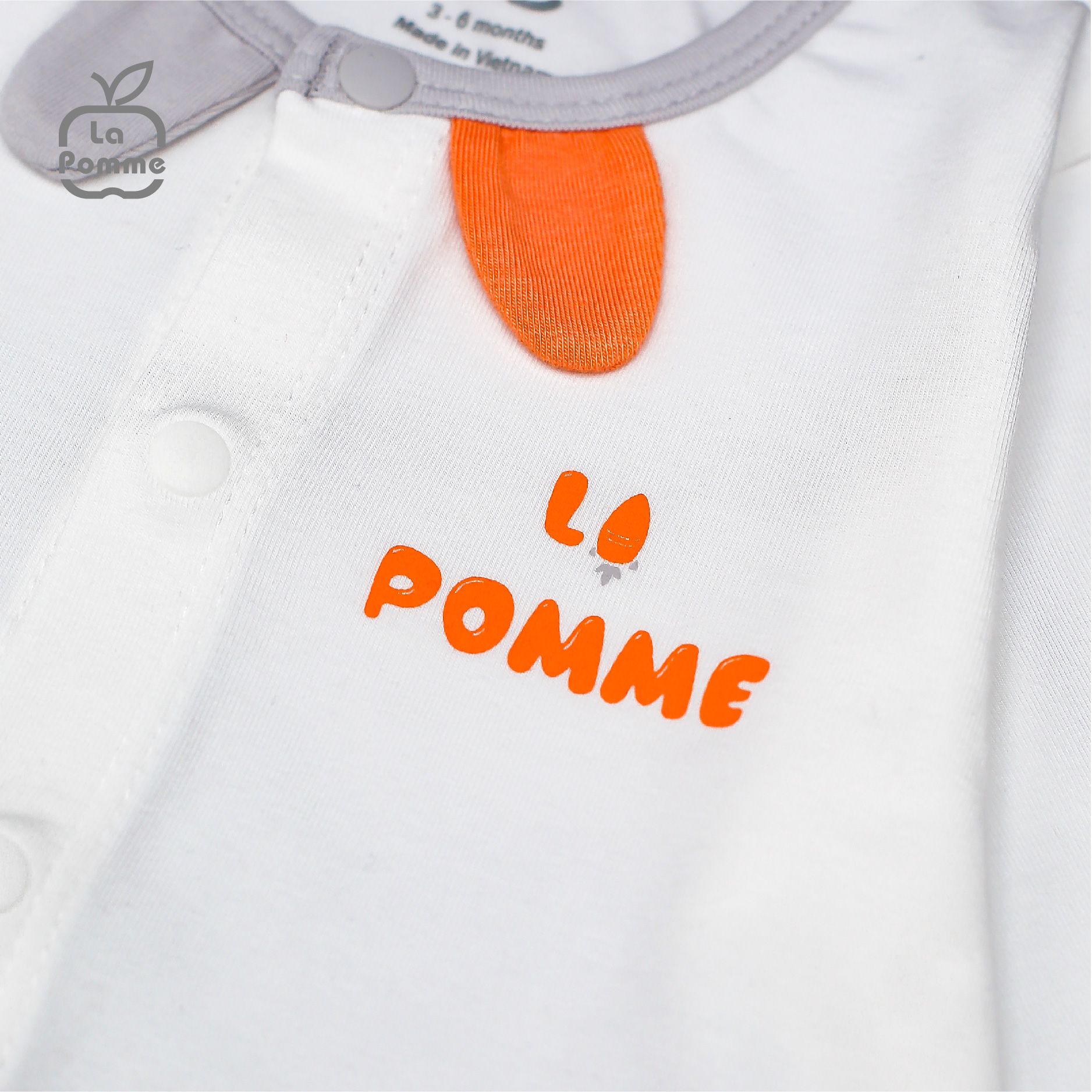 SLS059 Bộ dài tay La Pomme cúc giữa Thỏ Bunny - Trắng Ghi