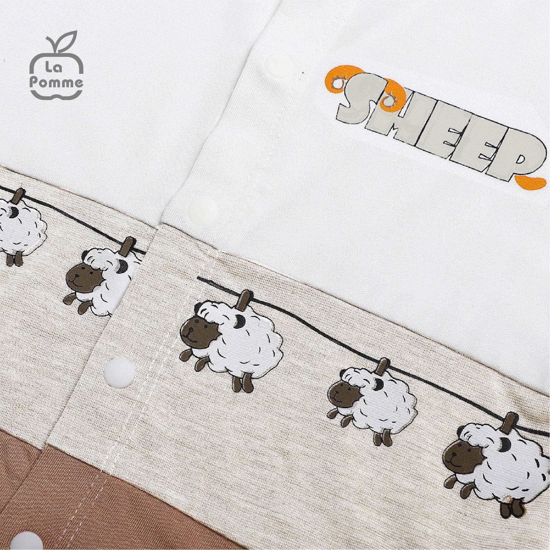 SLS061 Bộ dài tay La Pomme cúc giữa Bầy cừu - Be