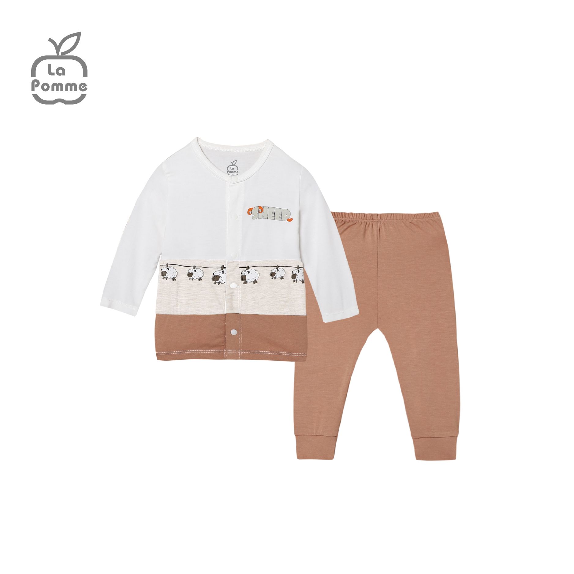 SLS061 Bộ dài tay La Pomme cúc giữa Bầy cừu - Be