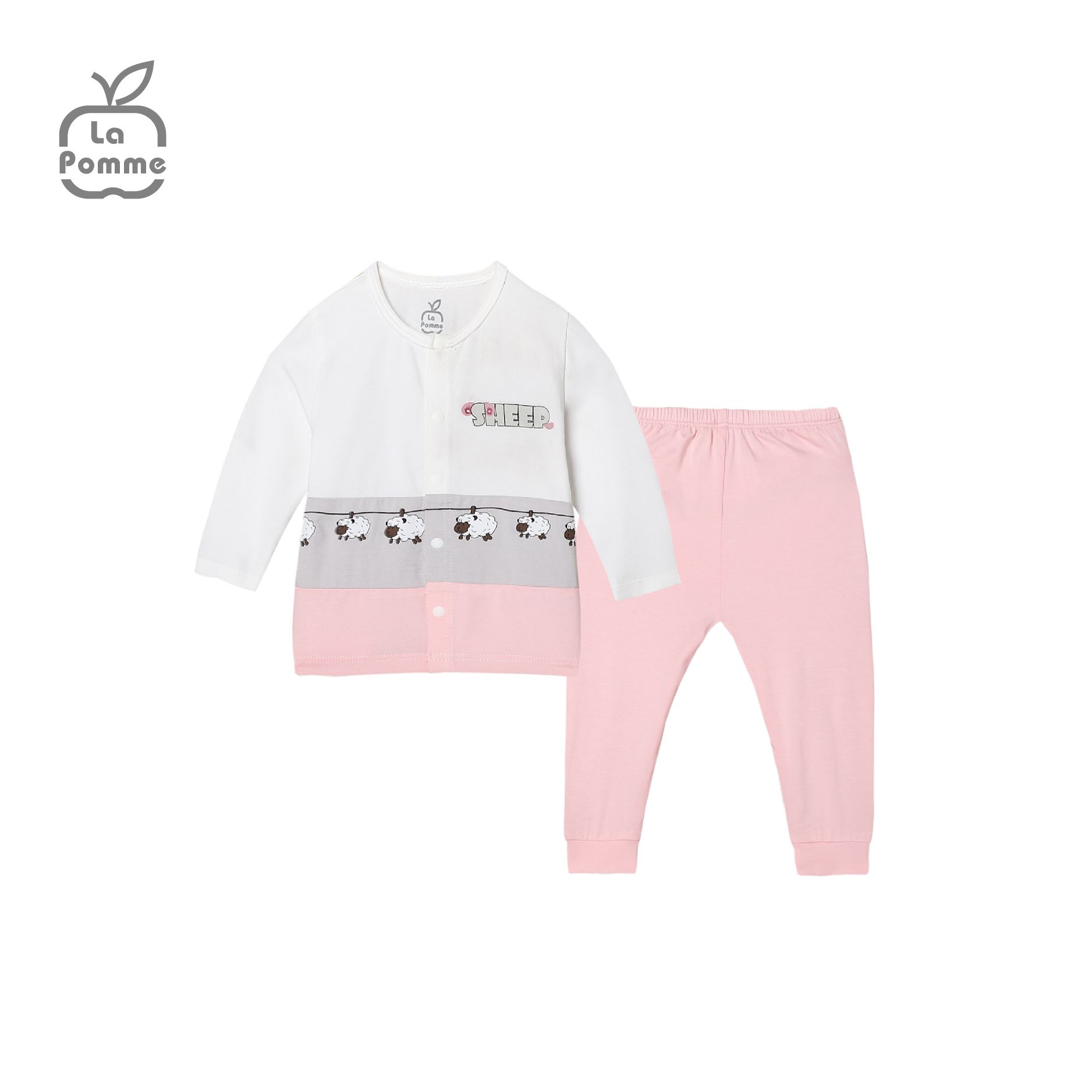 SLS061 Bộ dài tay La Pomme cúc giữa Bầy cừu - Be