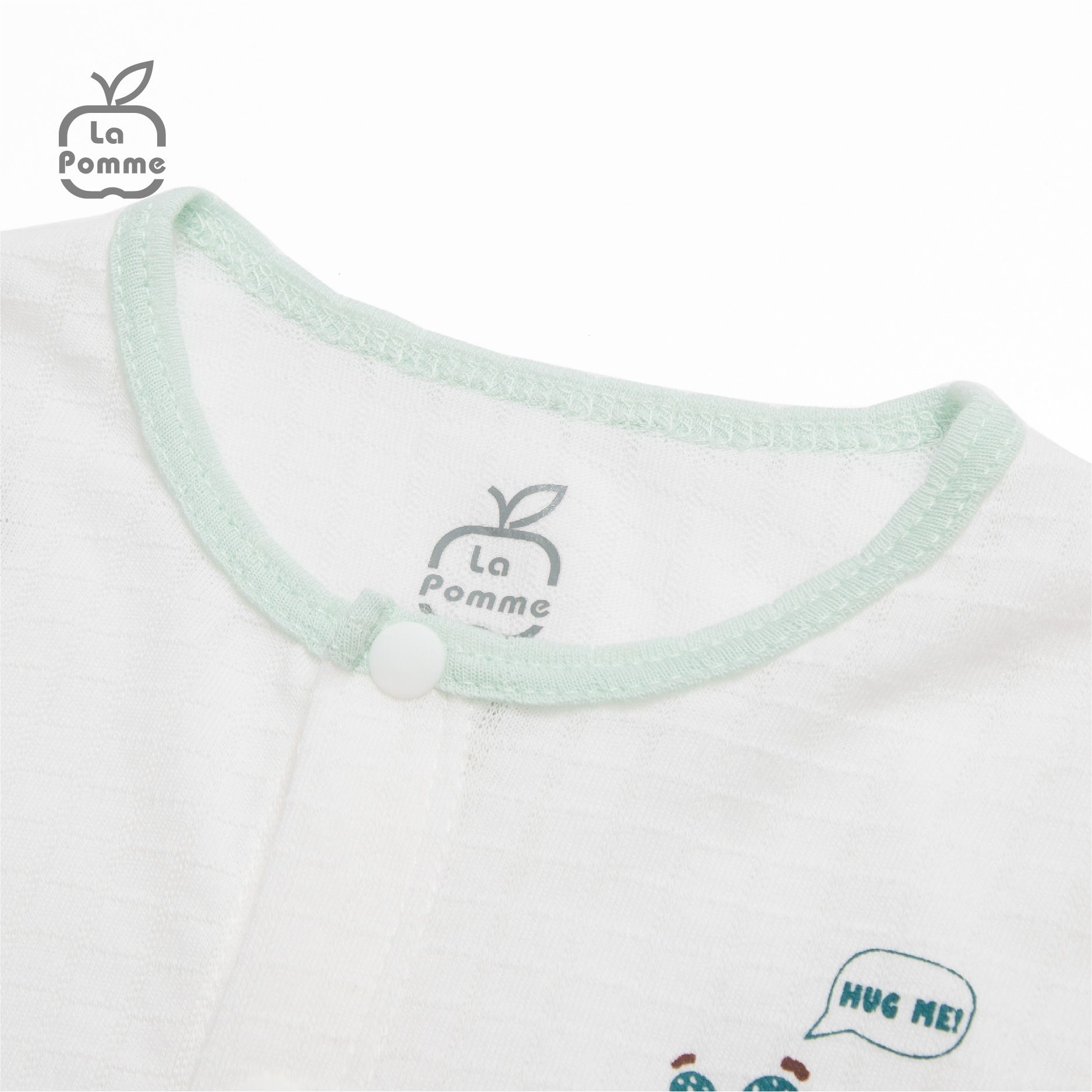 SLS180 Bộ dài tay La Pomme cúc giữa Xương rồng - Trắng xanh