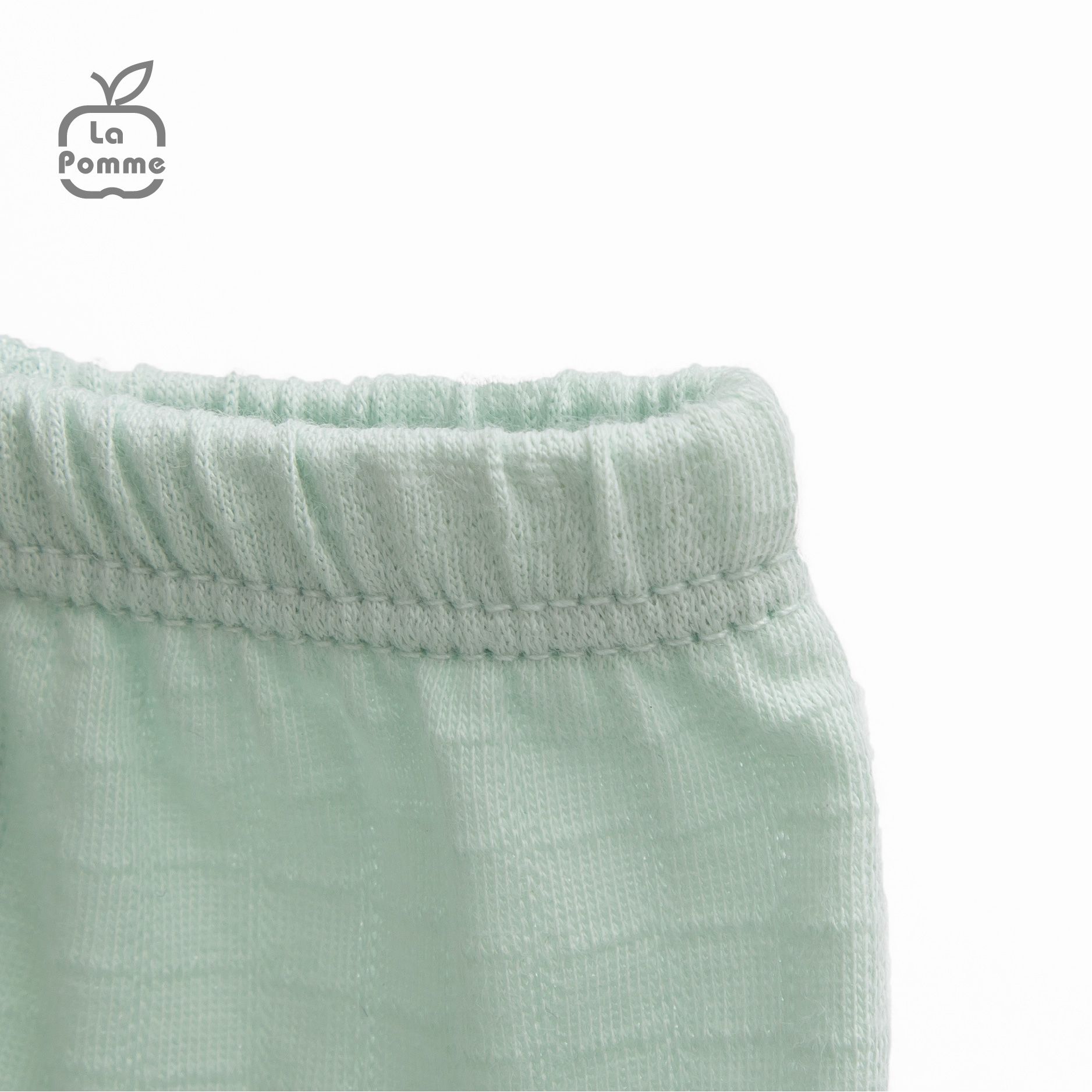 SLS180 Bộ dài tay La Pomme cúc giữa Xương rồng - Trắng xanh