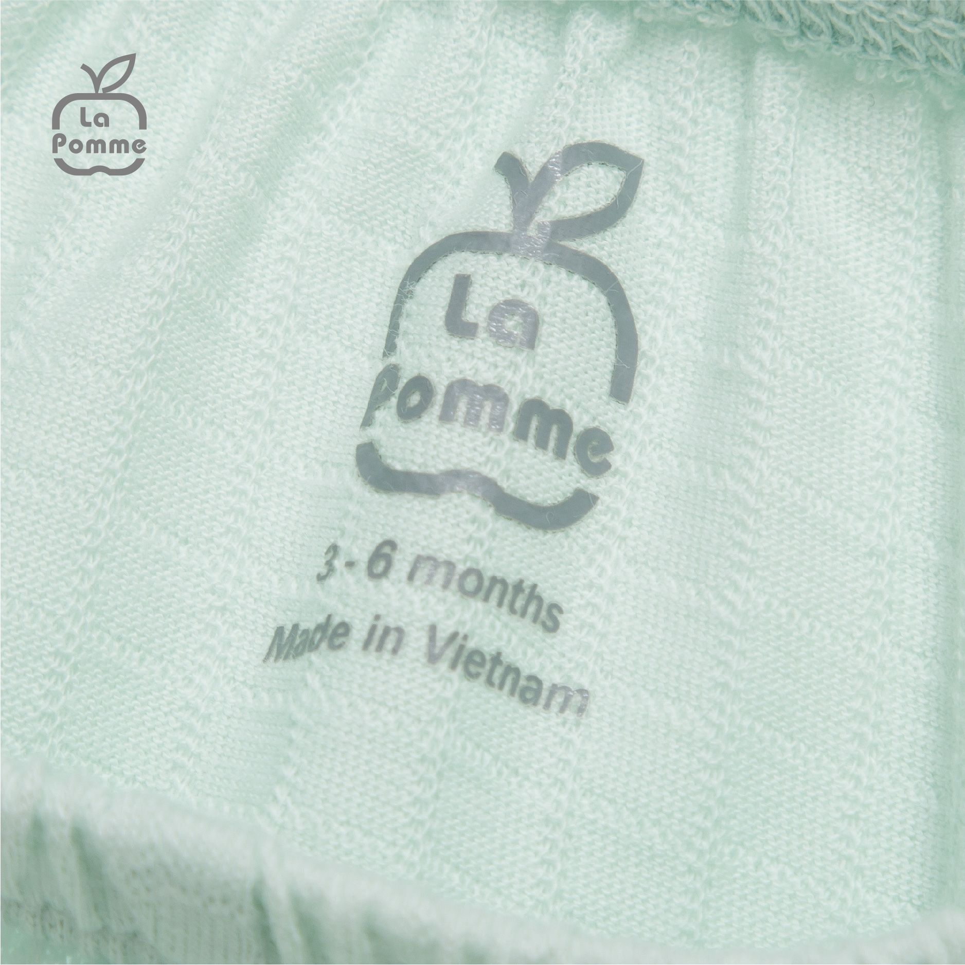 SLS180 Bộ dài tay La Pomme cúc giữa Xương rồng - Trắng xanh