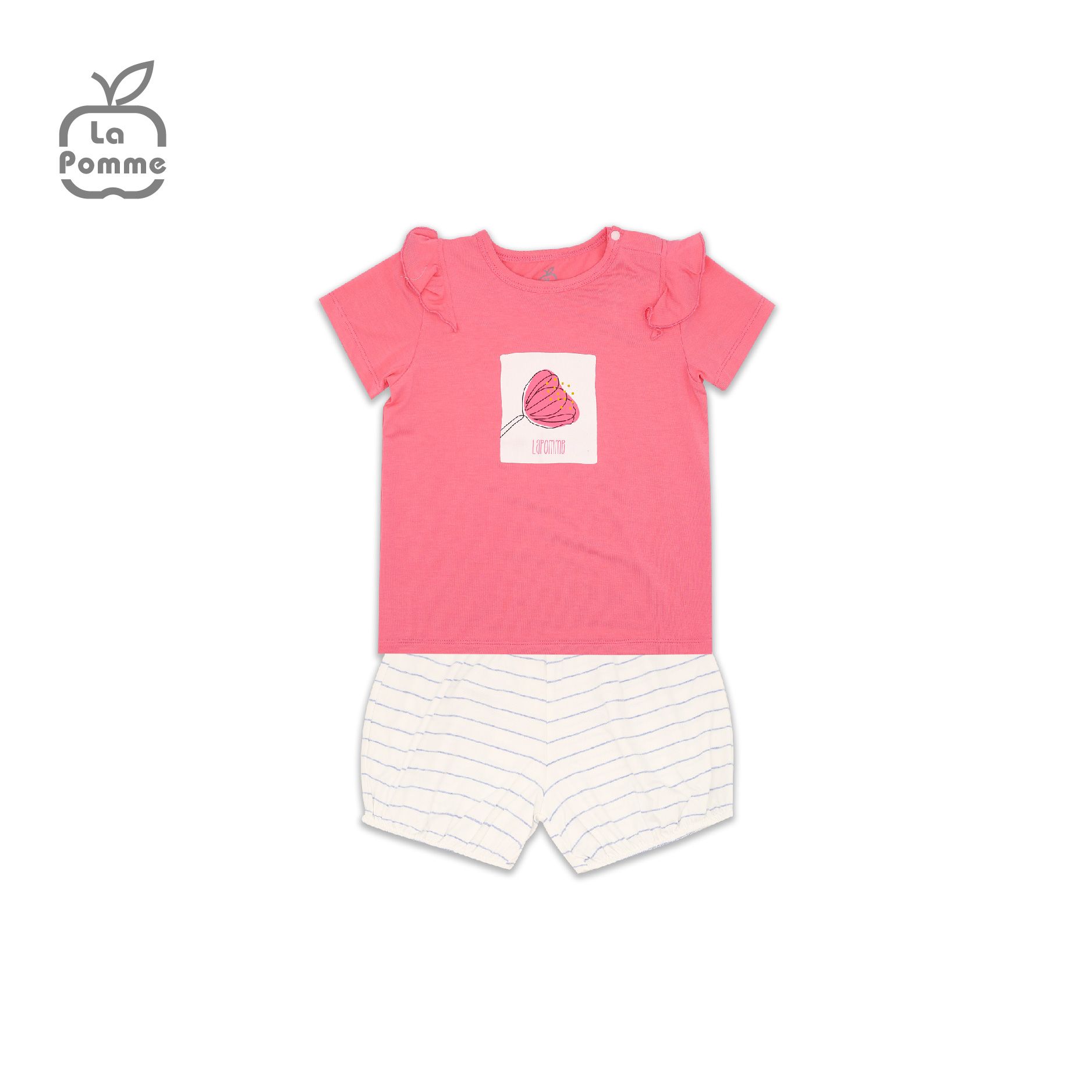 SS211 Bộ cộc tay La Pomme hoa Tulip - Hồng
