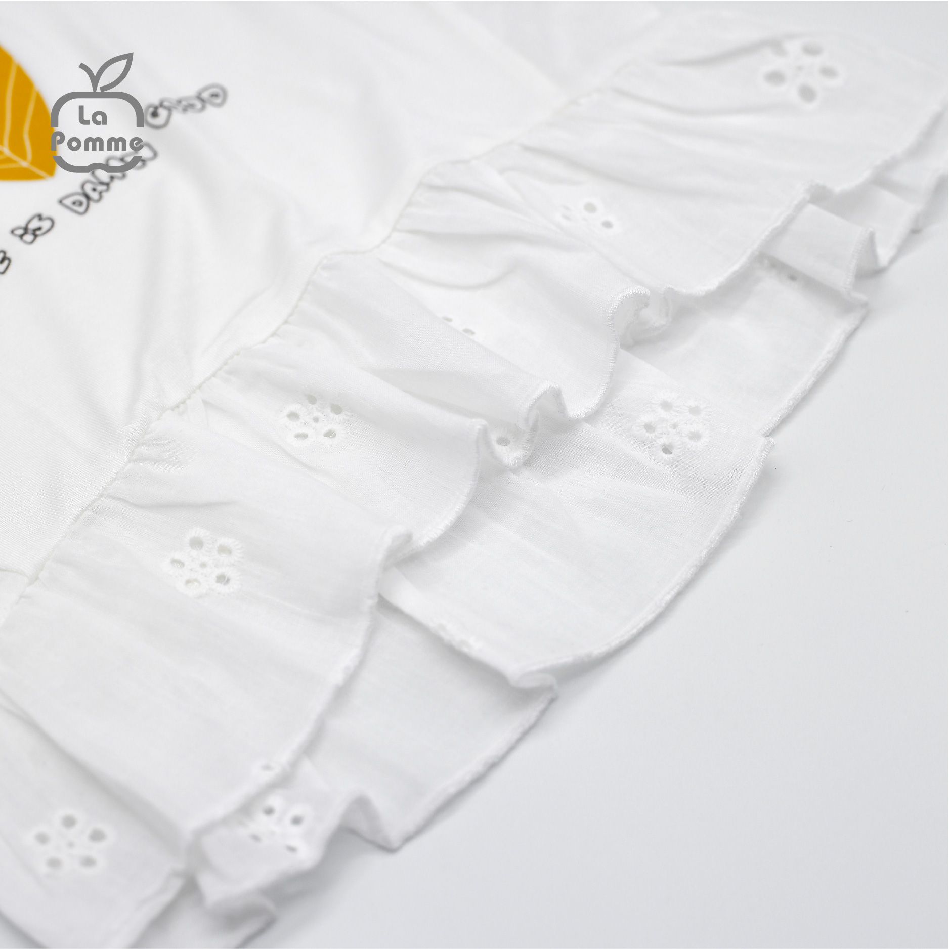 SS215 Bộ cộc tay La Pomme Chiếc lá - Trắng