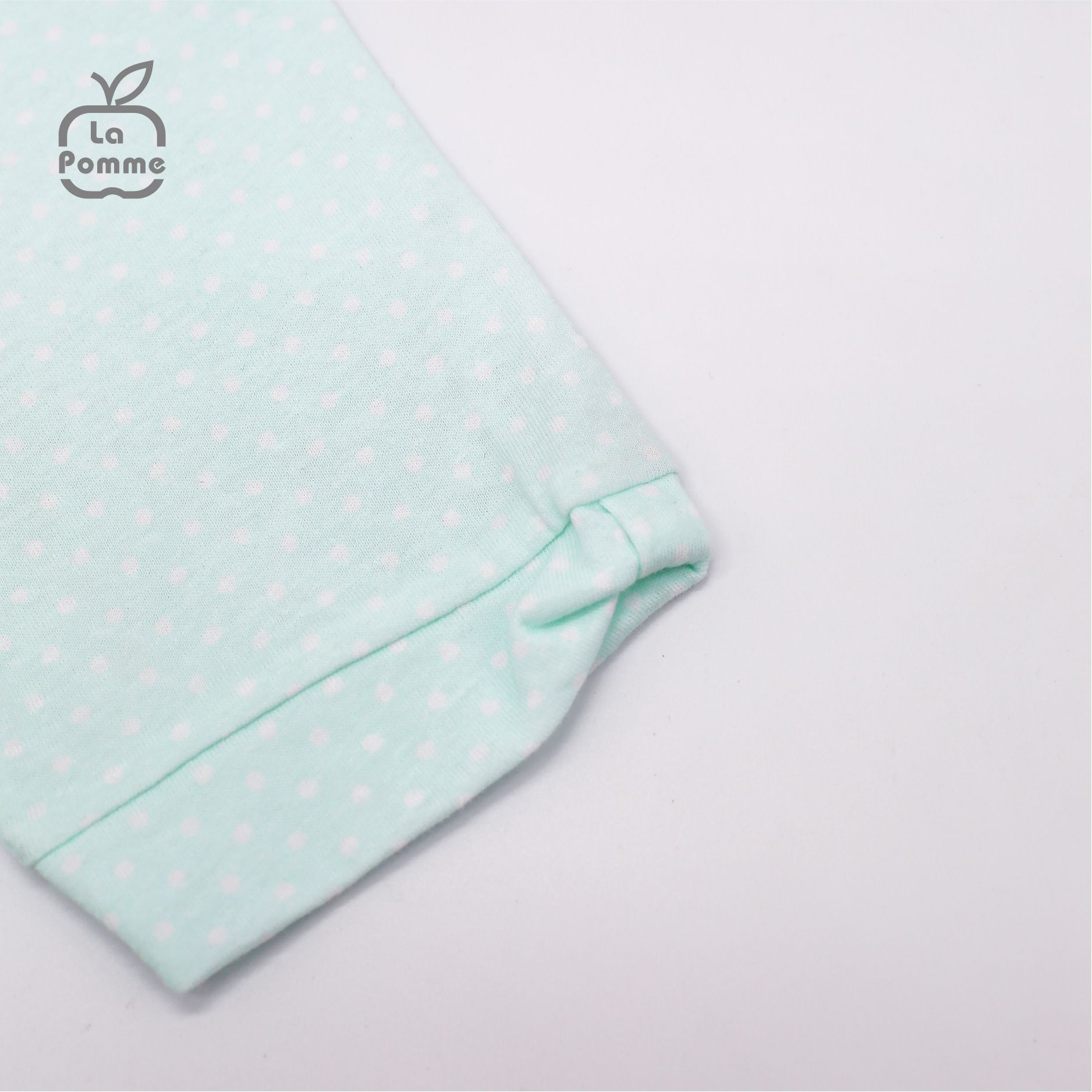 SS215 Bộ cộc tay La Pomme Chiếc lá - Trắng Xanh