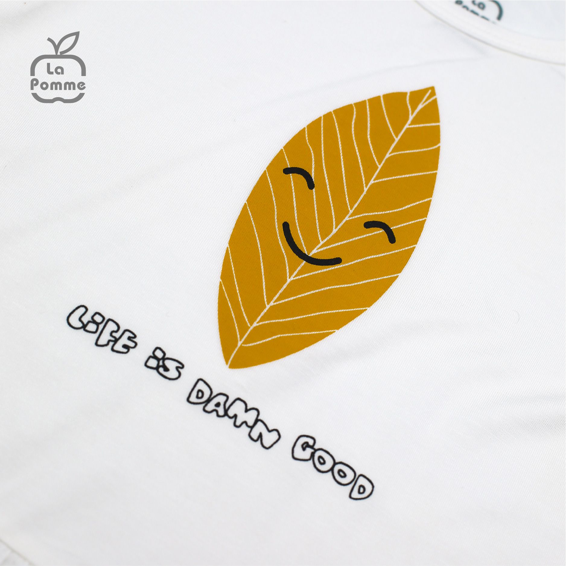 SS215 Bộ cộc tay La Pomme Chiếc lá - Trắng