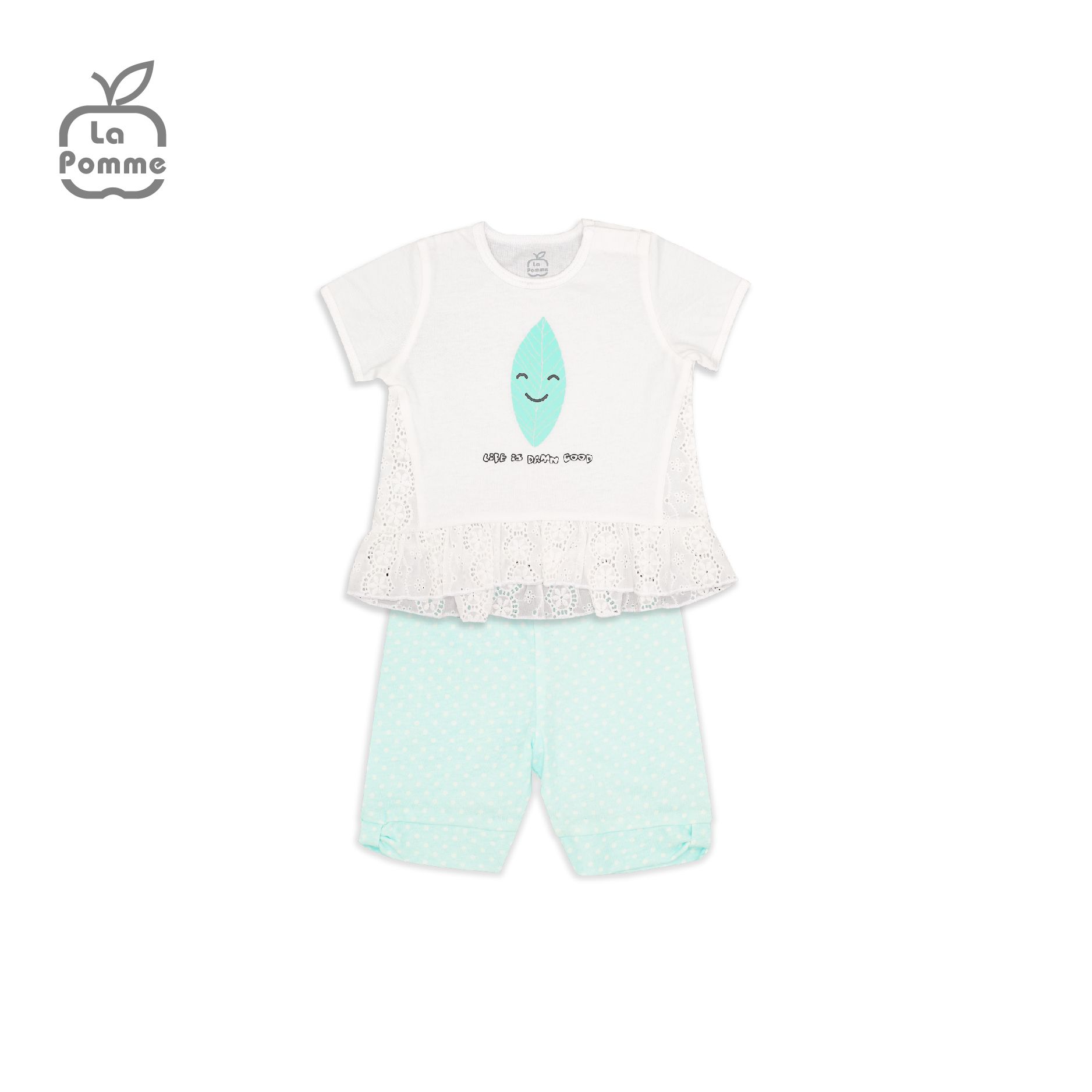 SS215 Bộ cộc tay La Pomme Chiếc lá - Trắng