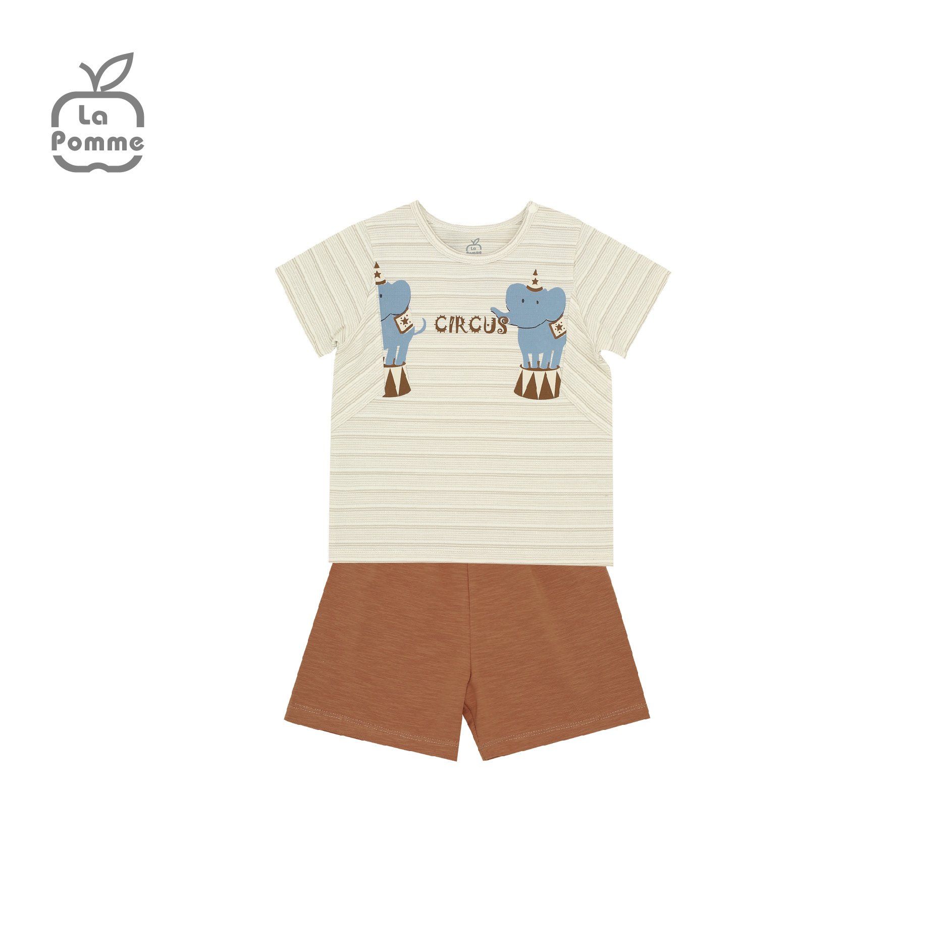 SS226 Bộ cộc tay La Pomme Xiếc thú - Be kẻ