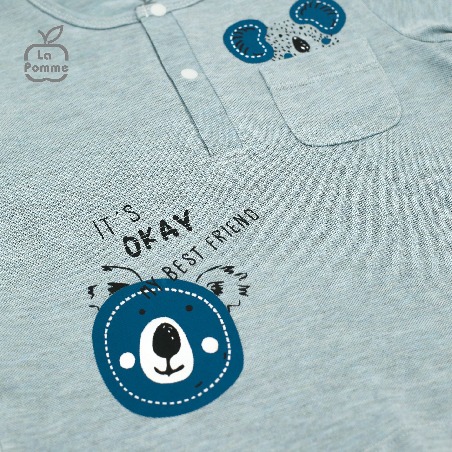 SS227 Bộ cộc tay La Pomme Gấu Koala - Xanh