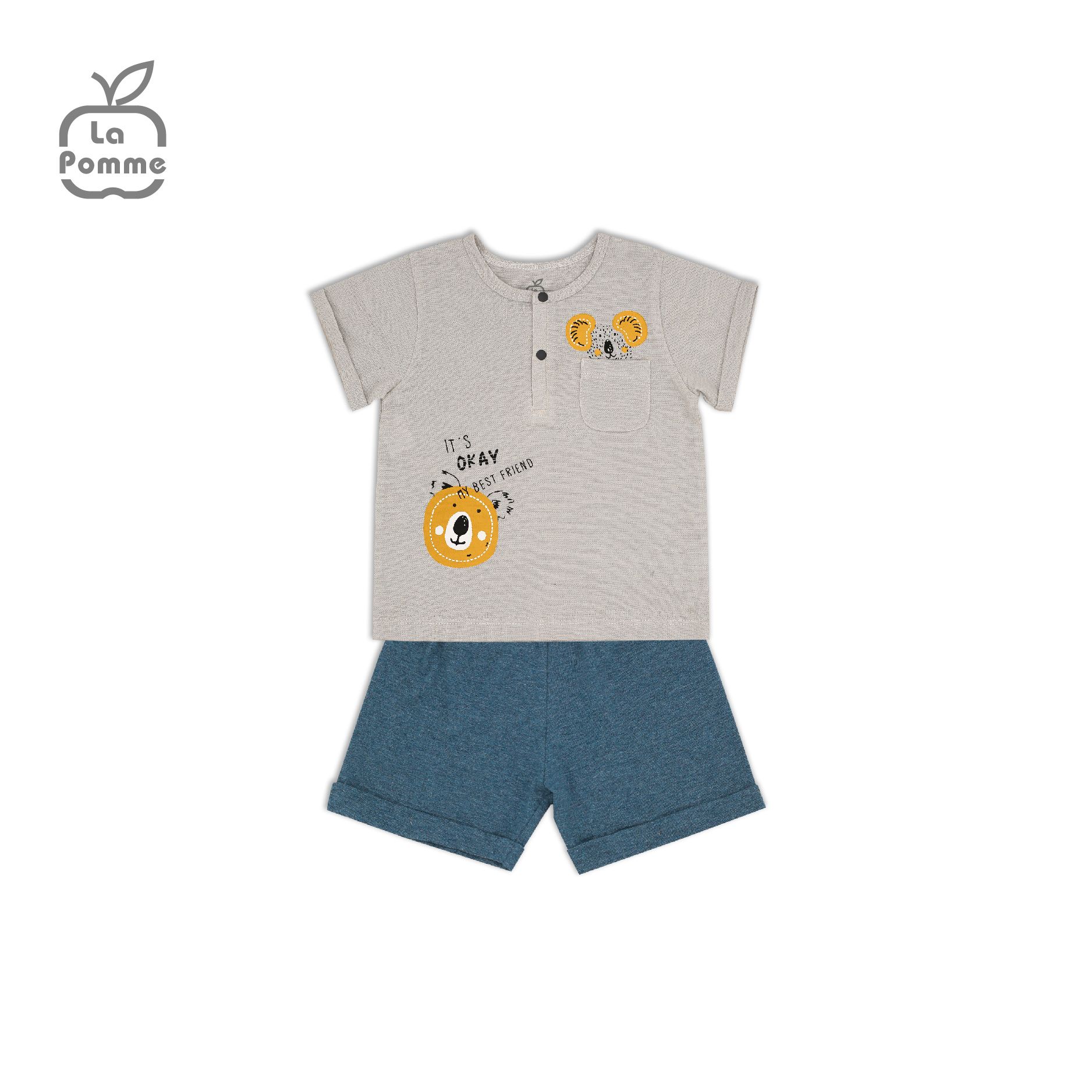 SS227 Bộ cộc tay La Pomme Gấu Koala - Ghi