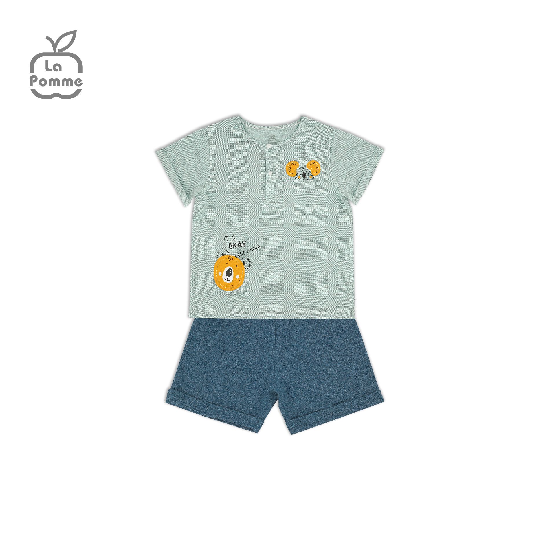 SS227 Bộ cộc tay La Pomme Gấu Koala - Xanh
