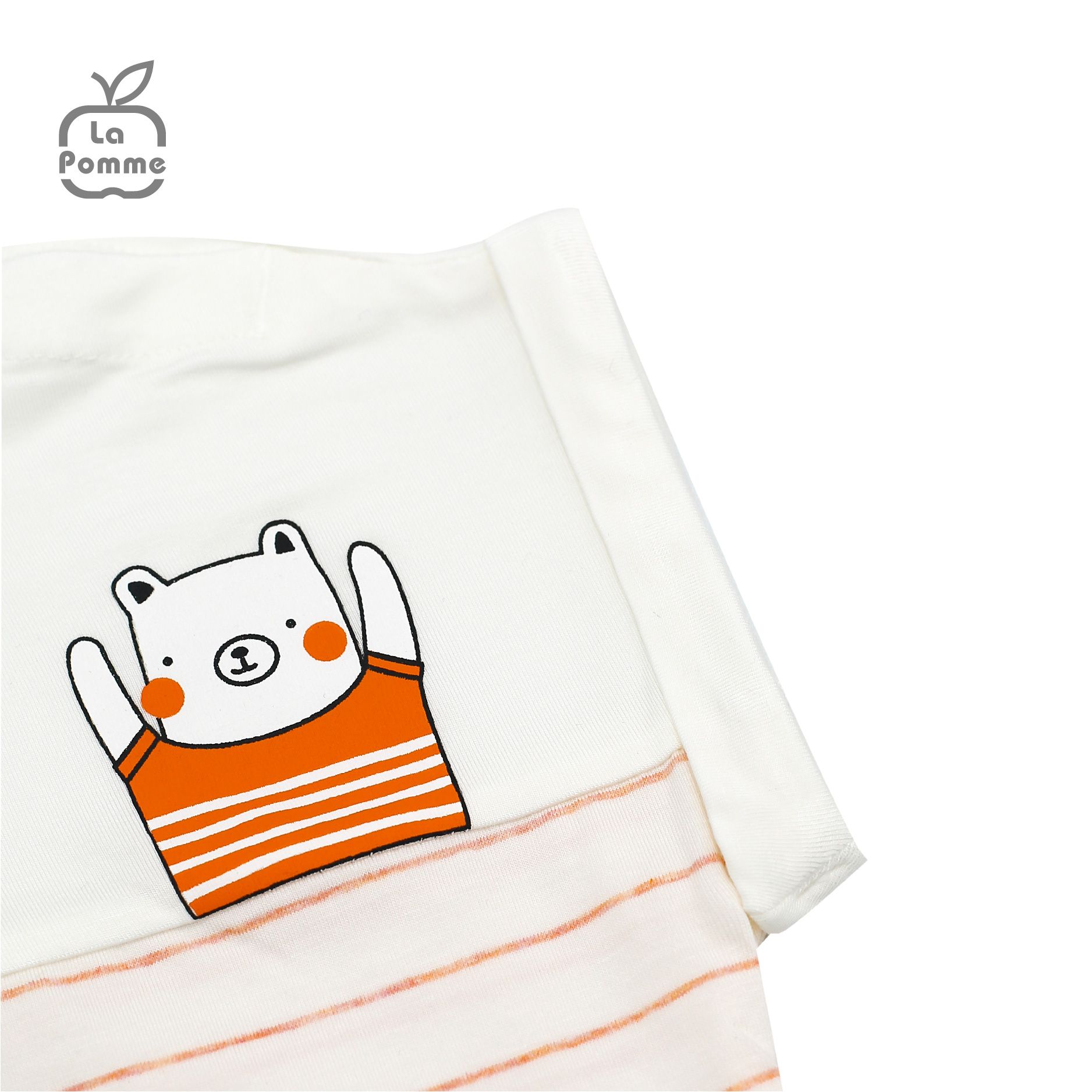 SS245 Bộ cộc tay La Pomme Chú gấu nhỏ - Trắng Hồng