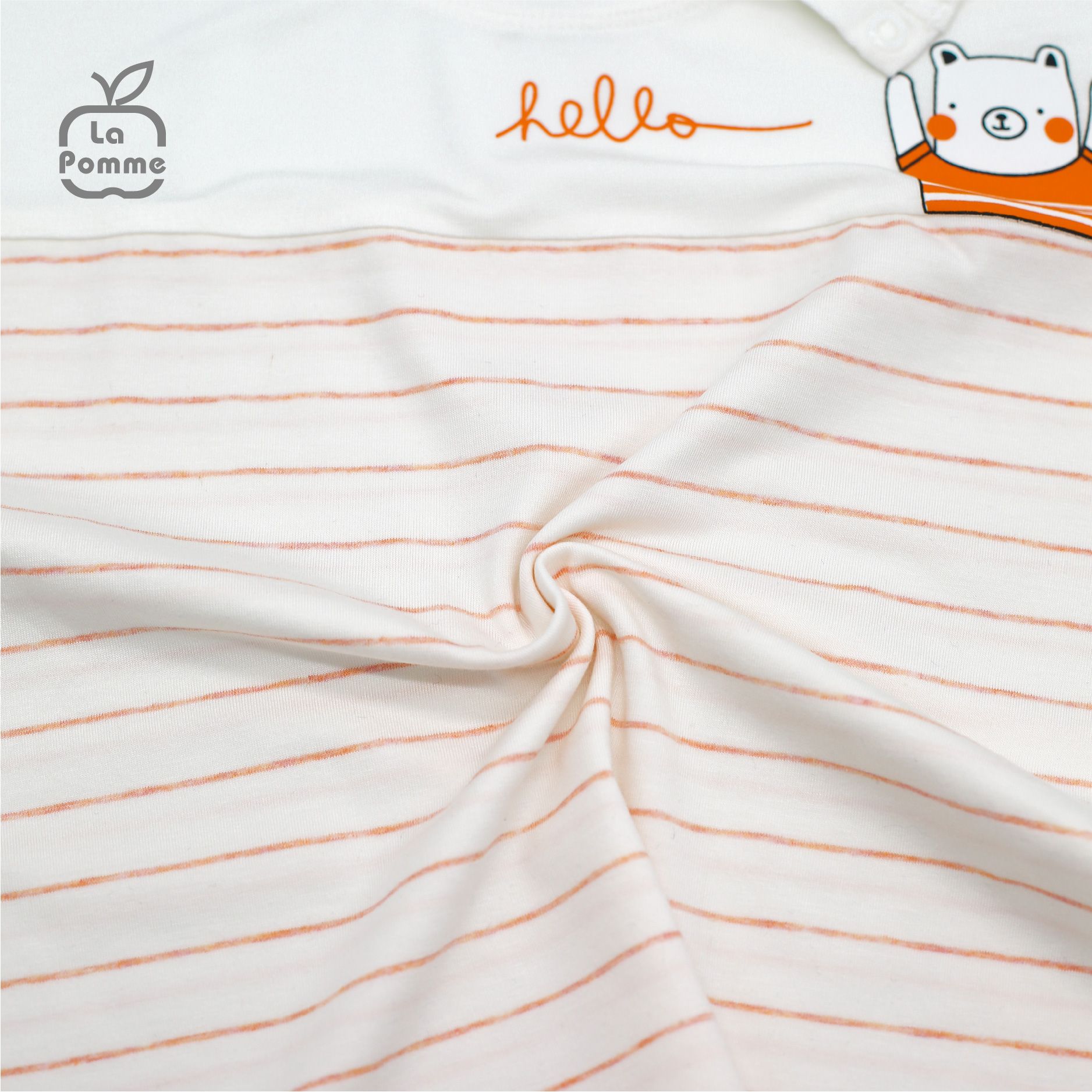 SS245 Bộ cộc tay La Pomme Chú gấu nhỏ - Trắng Hồng