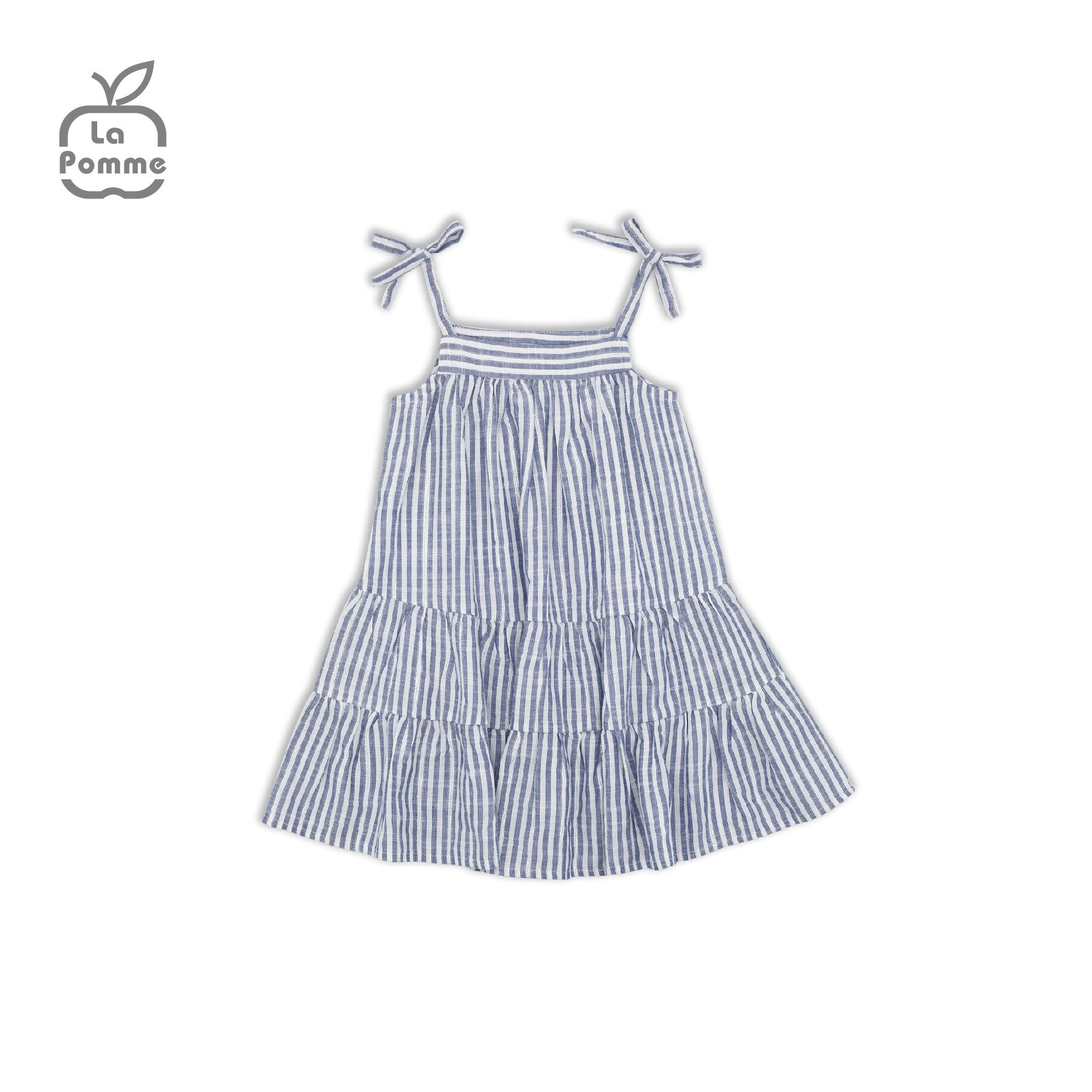 WD004 Đầm hai dây La Pomme - Kẻ sọc