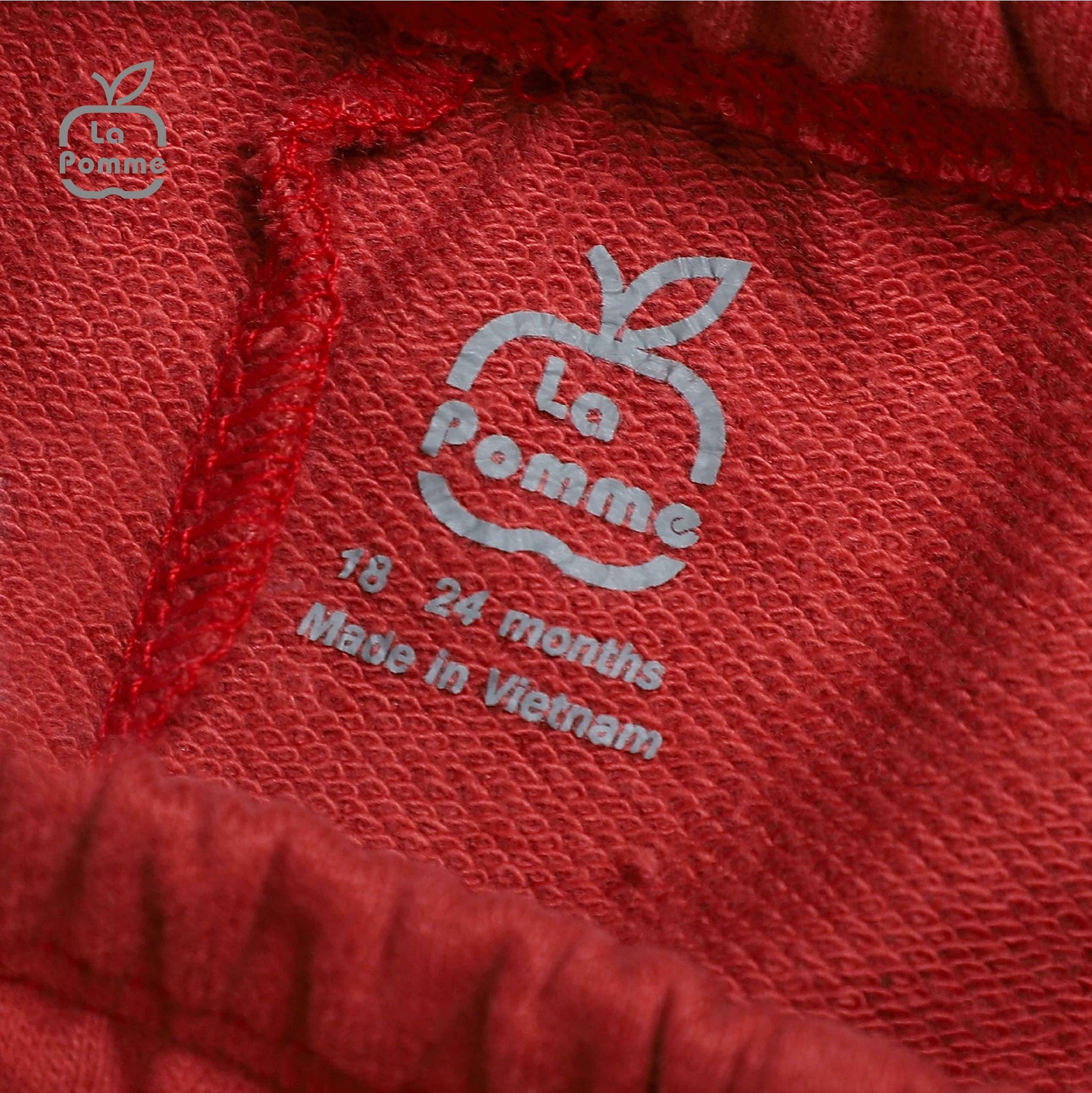 SL214 Bộ dài tay kẻ nơ đỏ La Pomme - Hồng
