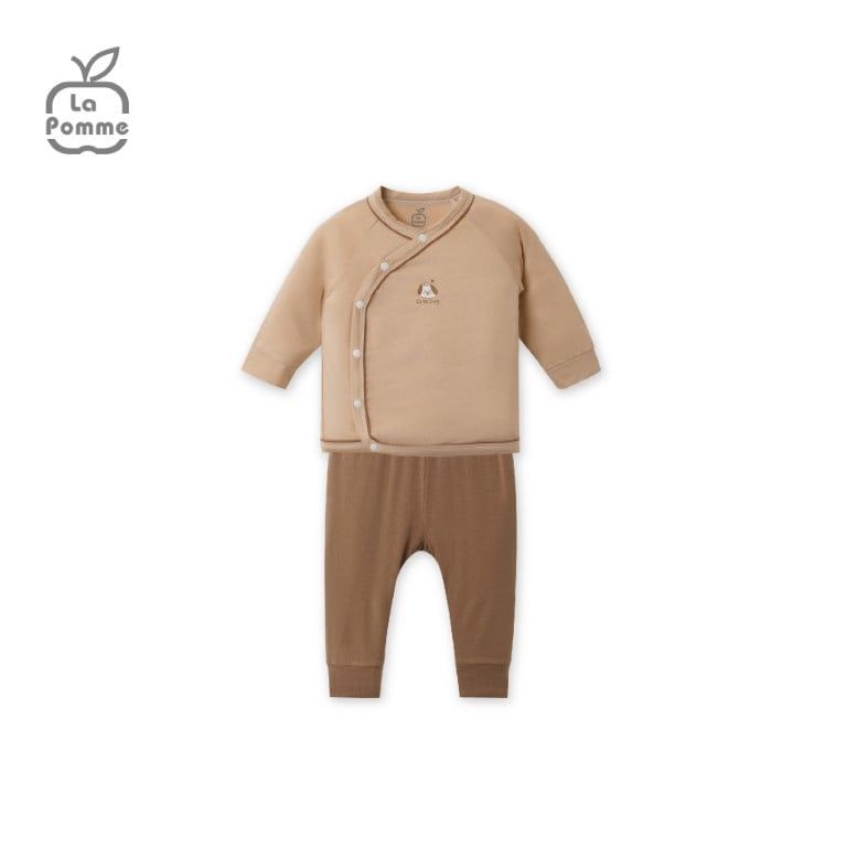 Bộ dài tay La Pomme cúc lệch baby kisses - Tím