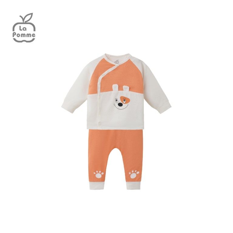Bộ dài tay La Pomme cúc lệch sweetie - Nâu