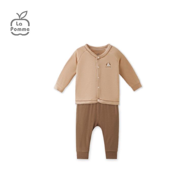 Bộ dài tay La Pomme cúc giữa baby kisses - Be