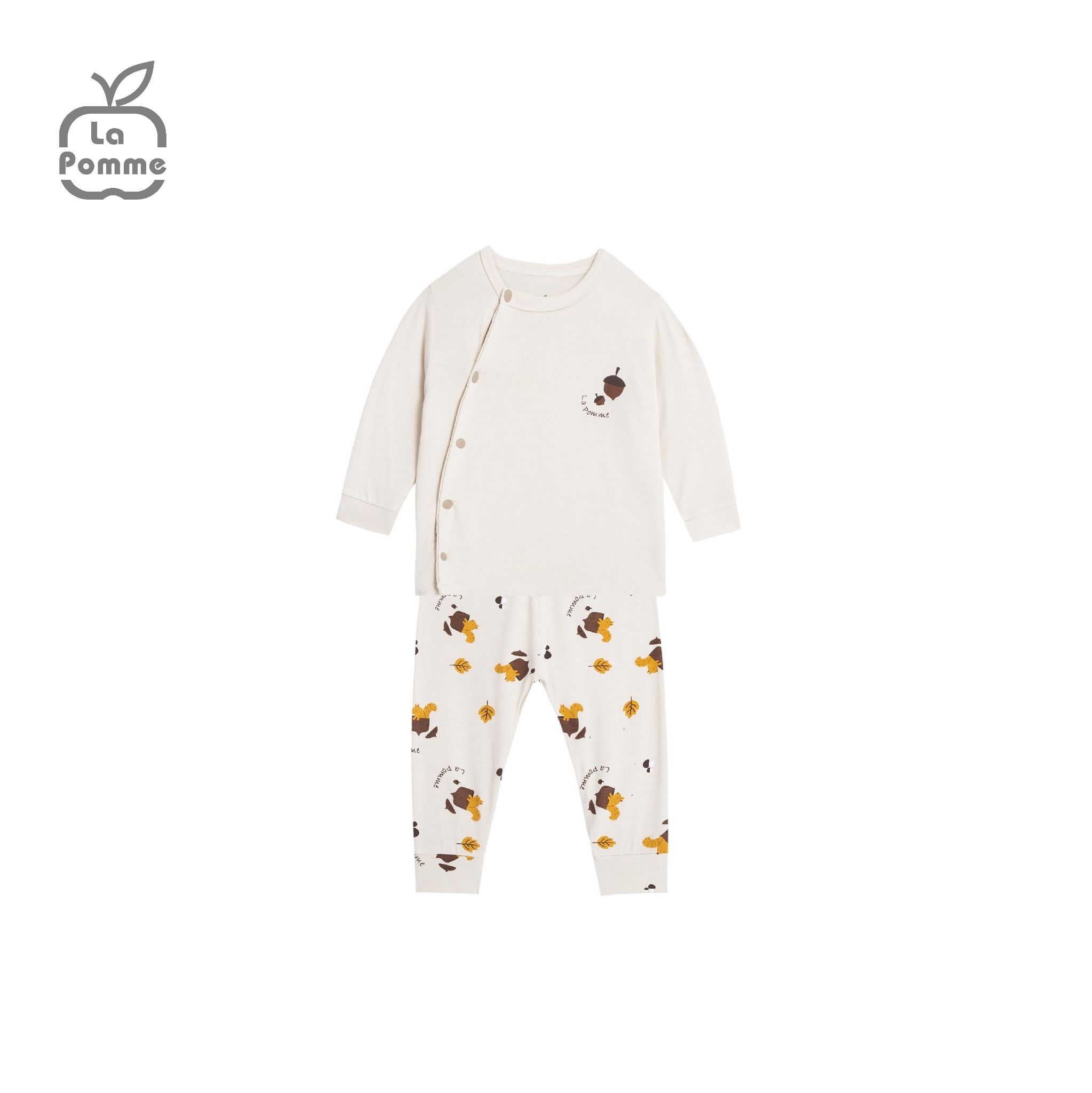 Bộ Dài Tay La Pomme Cúc lệch Sóc nâu và hạt dẻ - Be