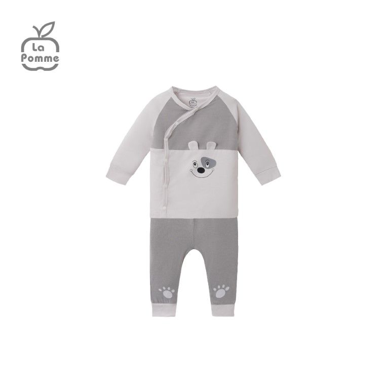 Bộ dài tay La Pomme cúc lệch sweetie - Ghi