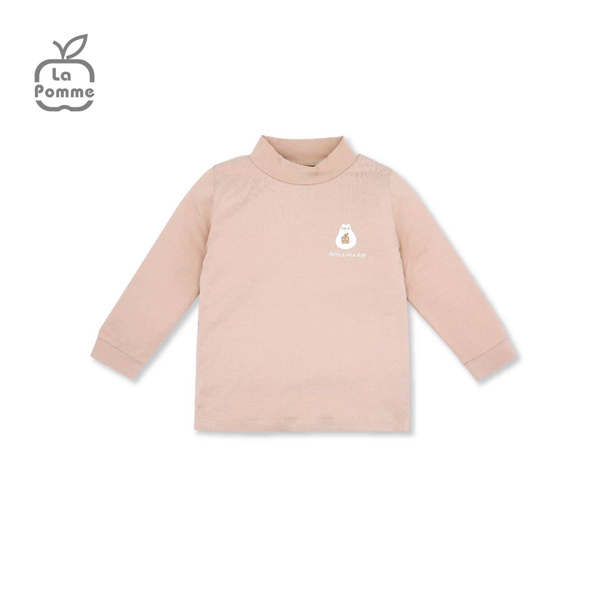 Áo Cổ 3cm La Pomme giữ nhiệt Gấu bé bỏng - Trắng