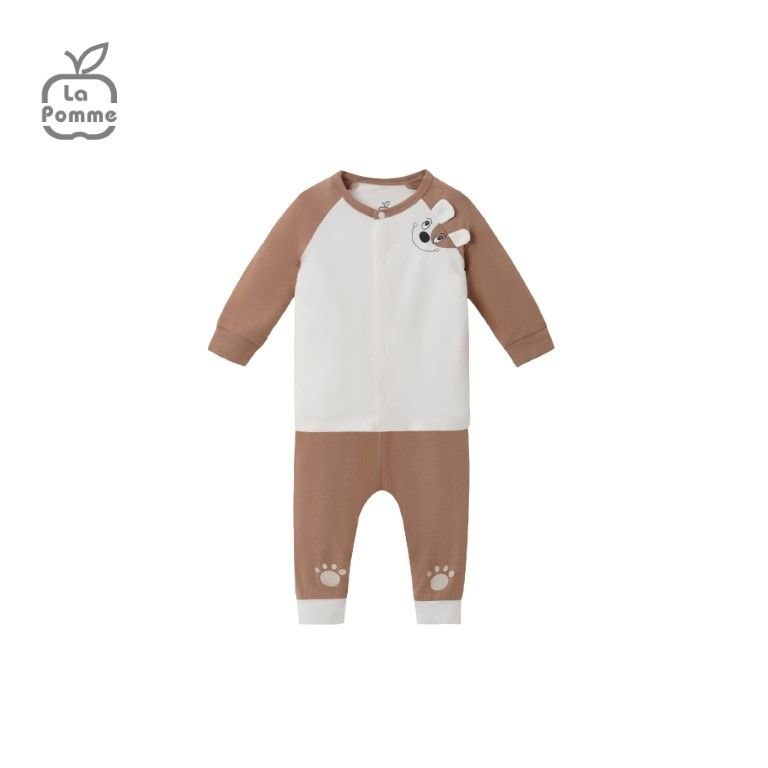 Bộ dài tay La Pomme cúc giữa sweetie - Ghi
