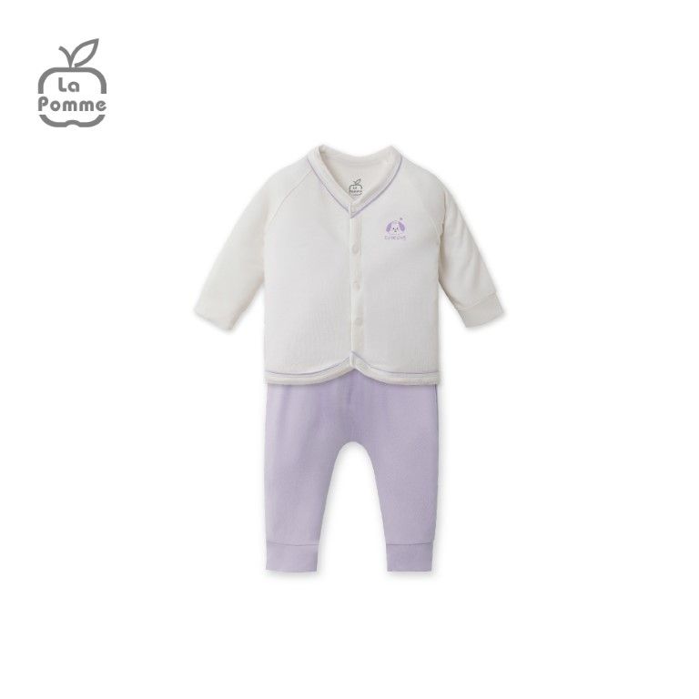  Bộ dài tay La Pomme cúc giữa baby kisses - Nâu 