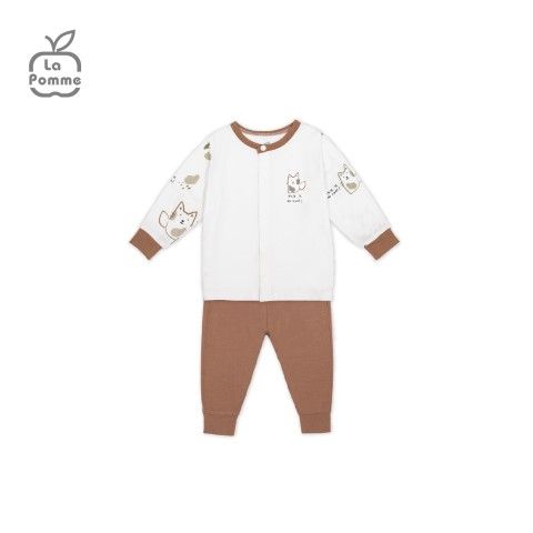 Bộ dài tay La Pomme cúc giữa lovely baby - Xanh