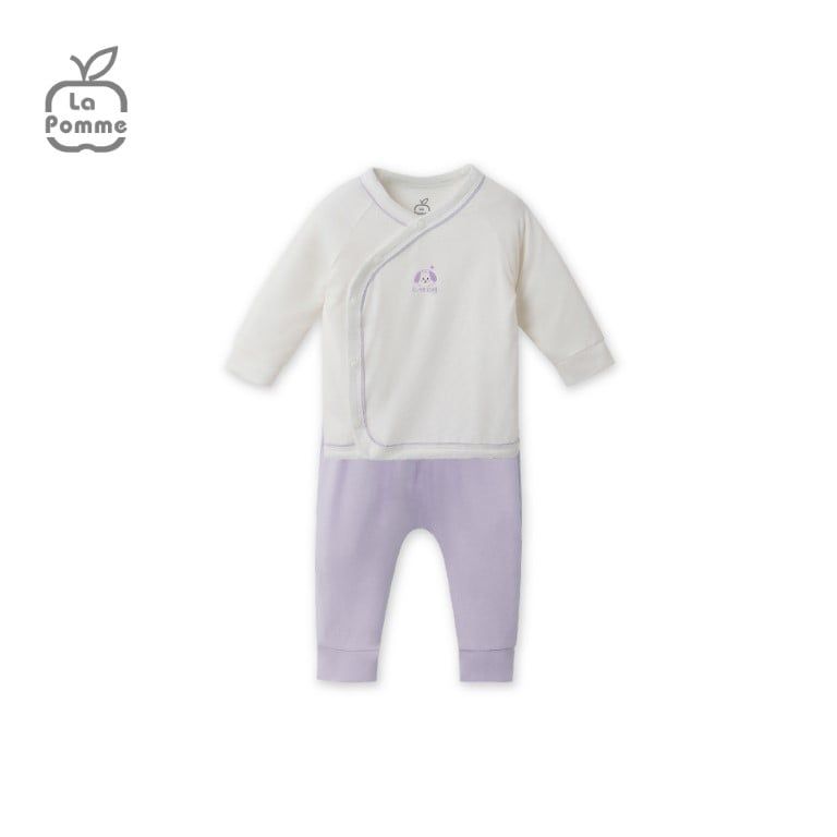 Bộ dài tay La Pomme cúc lệch baby kisses - Tím