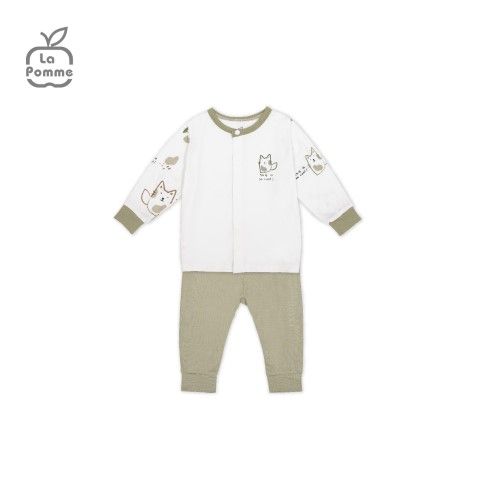 Bộ dài tay La Pomme cúc giữa lovely baby - Nâu