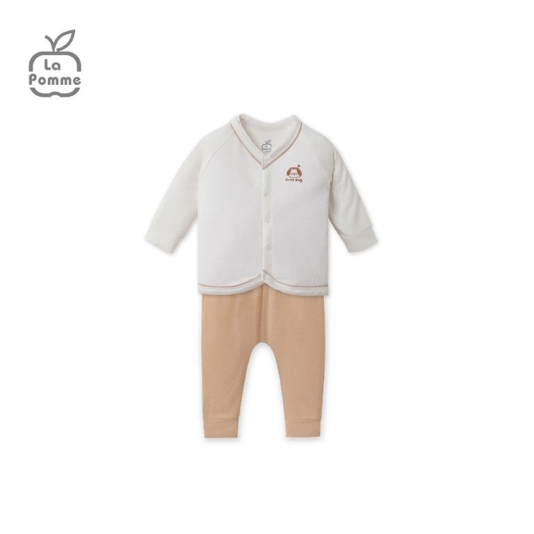 Bộ dài tay La Pomme cúc giữa baby kisses - Tím
