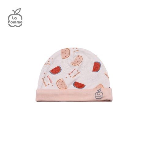 Mũ sơ sinh La Pomme watermelon - Trắng Hồng