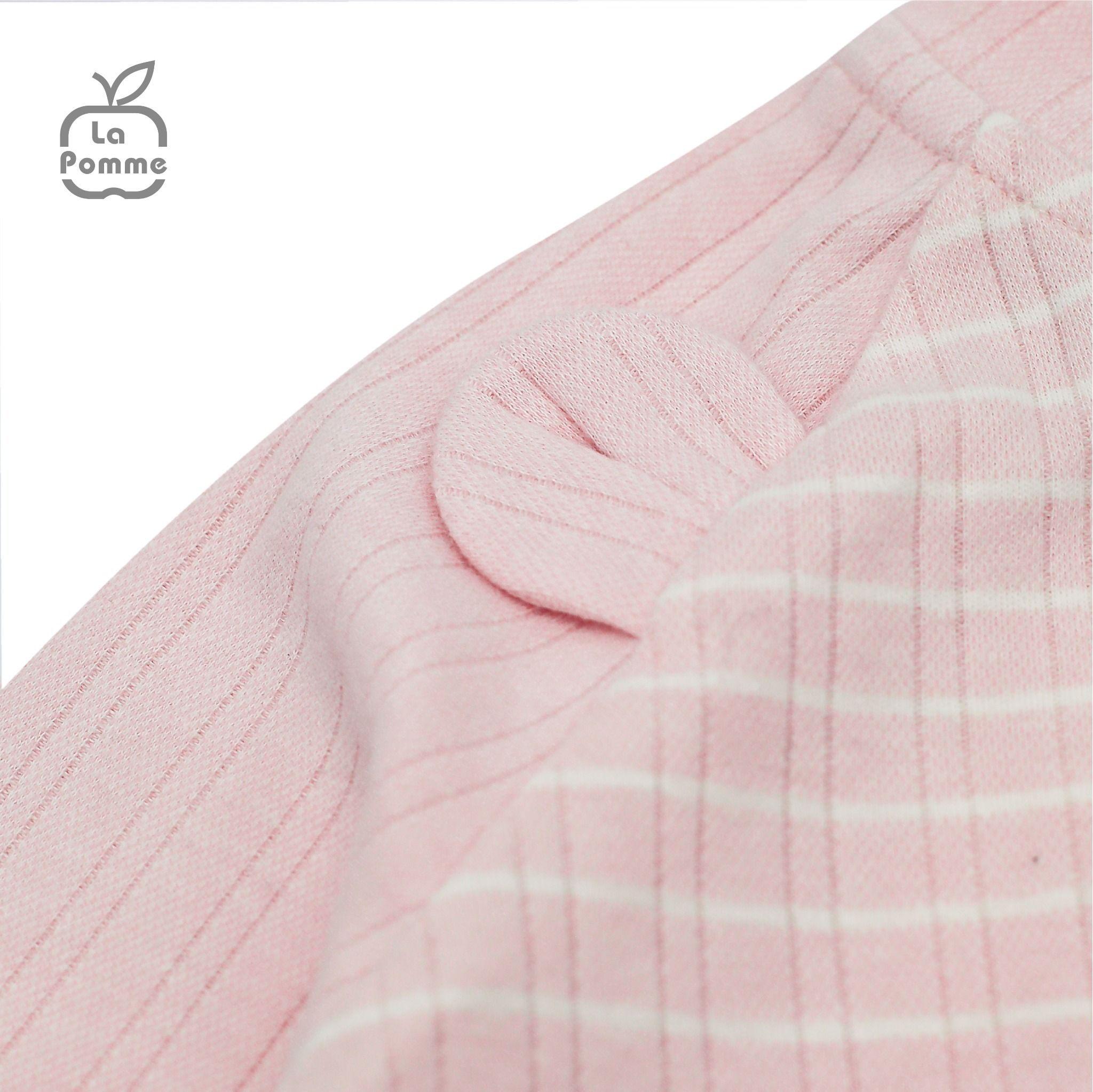 C032 Áo khoác kẻ tai gấu La Pomme - Hồng