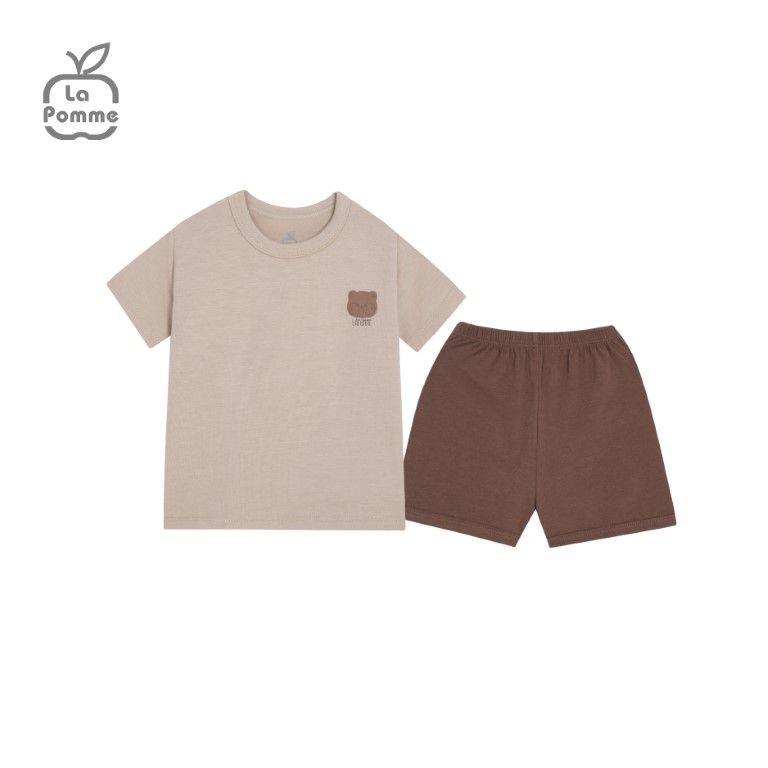Bộ cộc tay La Pomme Kẹo gấu nâu - Be