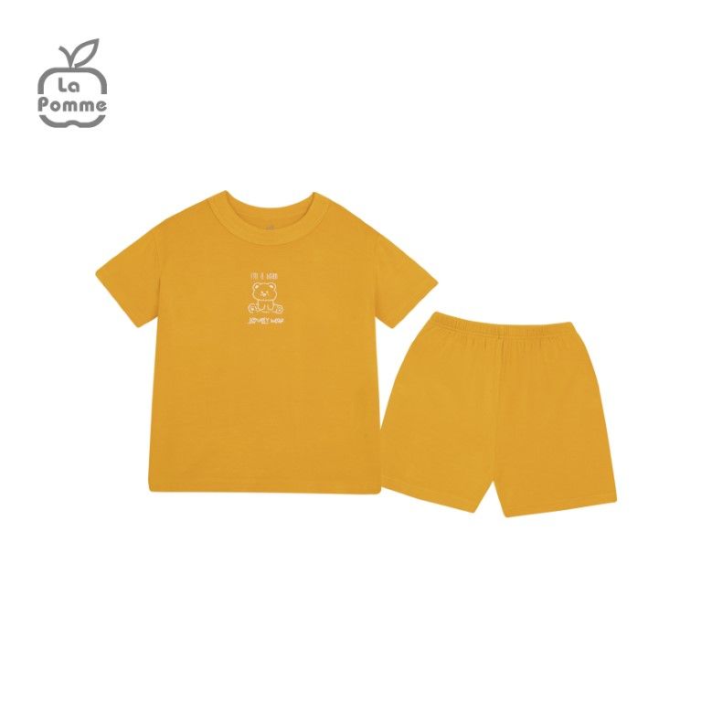Bộ cộc tay La Pomme Teddy Bear - Cam nhạt