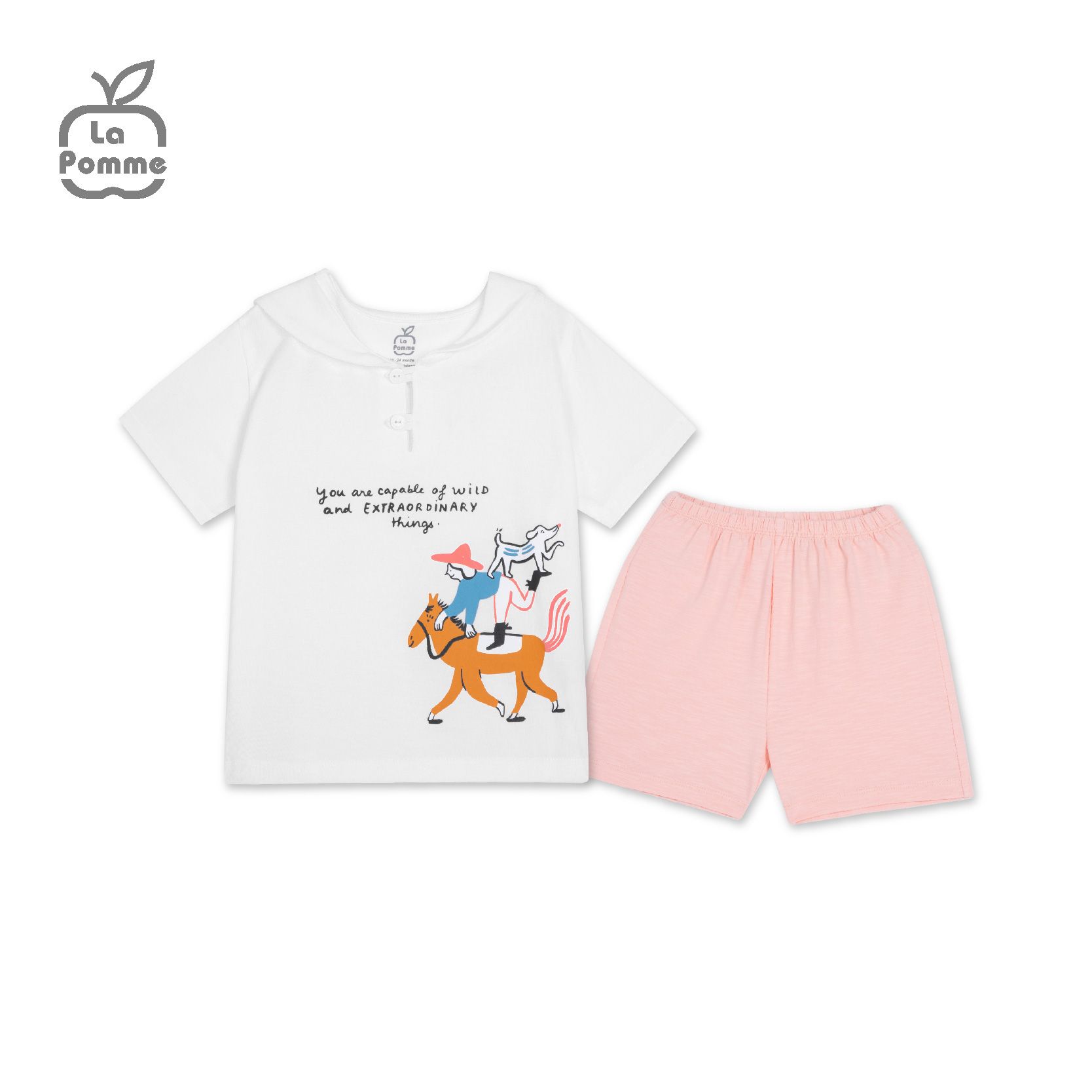Bộ cộc tay La Pomme thủy thủ - Trắng