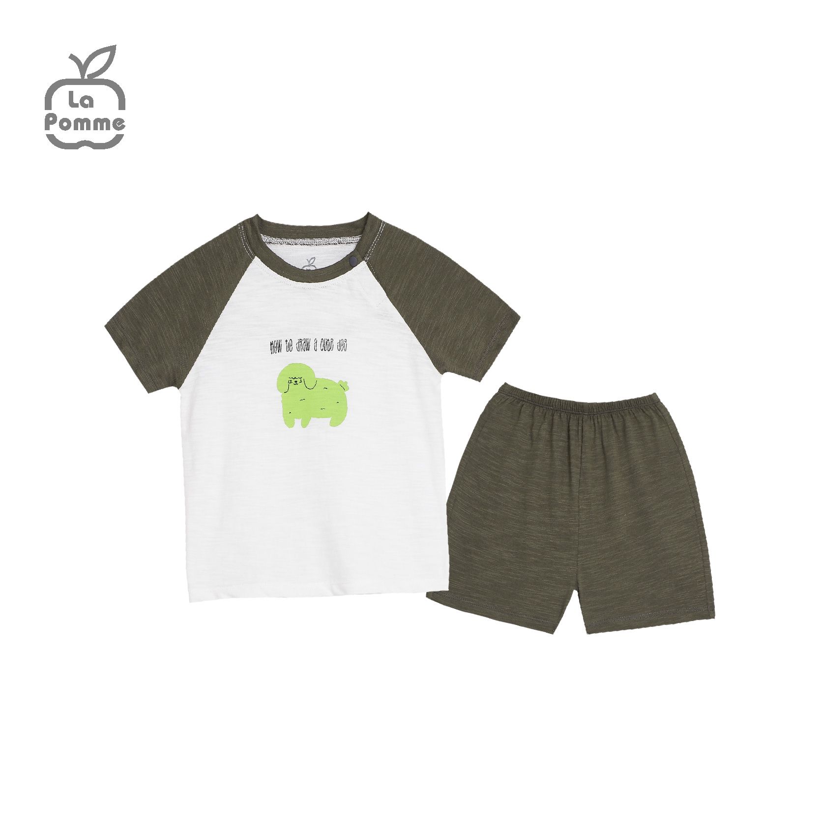 Bộ cộc tay La Pomme Raglan cún nhỏ - Tím