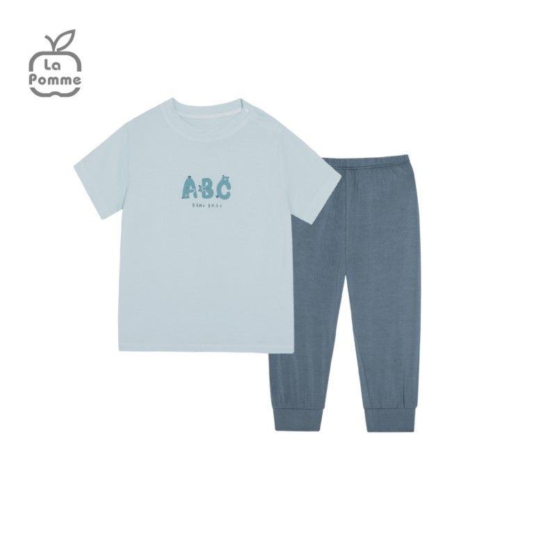 Bộ cộc tay quần dài La Pomme bảng chữ cái vui nhộn - Trắng