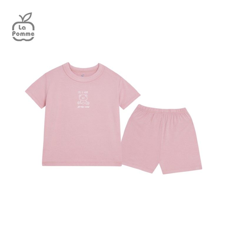 Bộ cộc tay La Pomme Teddy Bear - Hồng sen