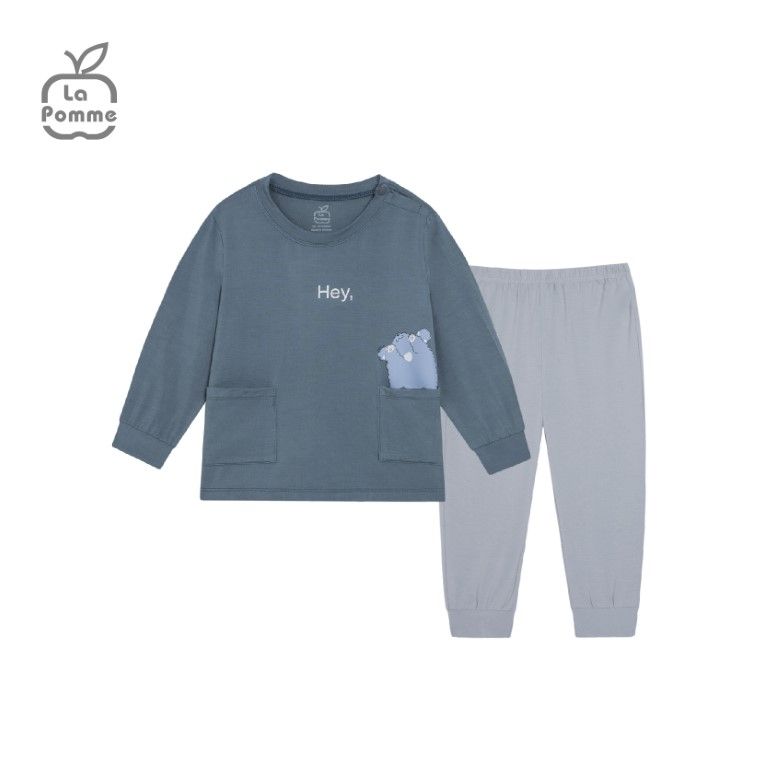 Bộ dài tay La Pomme gấu nhỏ ú oà - Đỏ đất