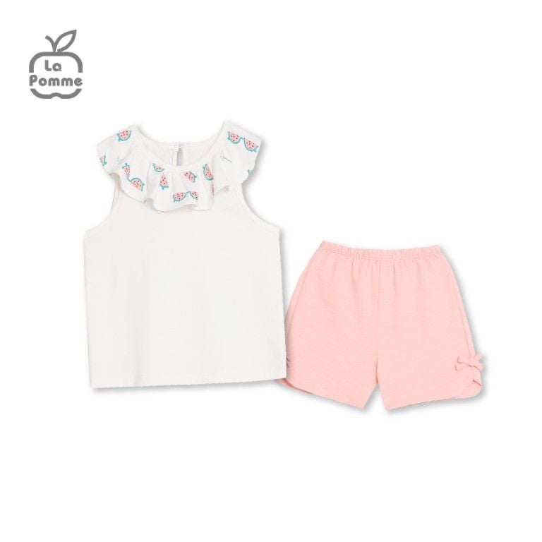 Bộ cộc tay La Pomme Baby Girl - Trắng