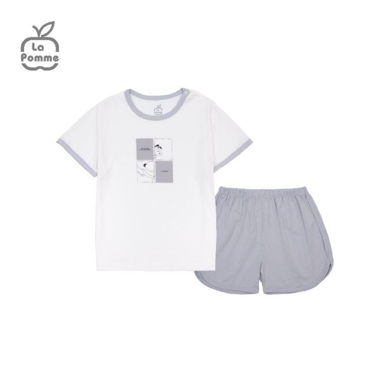 Bộ cộc tay La Pomme chú chó Scoopy - Vàng