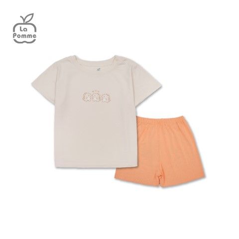 Bộ cộc tay La Pomme khủng long ngộ nghĩnh - Cam