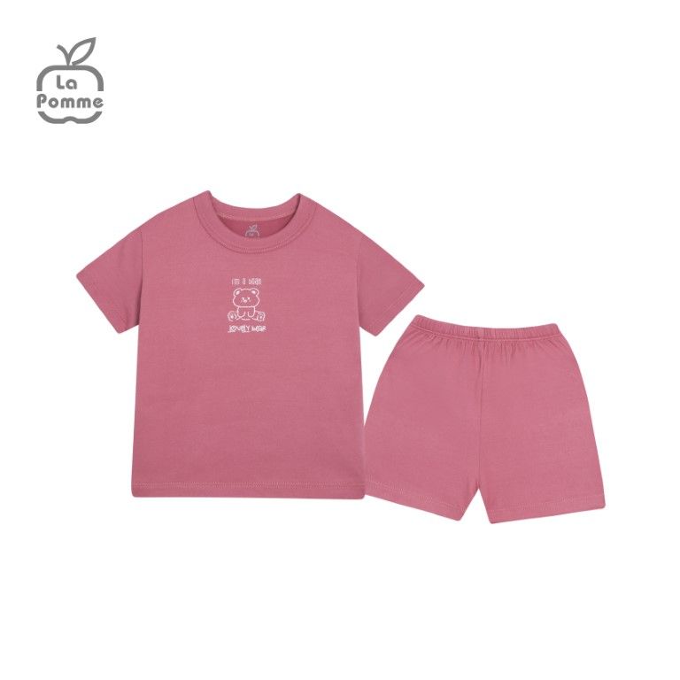 Bộ cộc tay La Pomme Teddy Bear - Cam nhạt