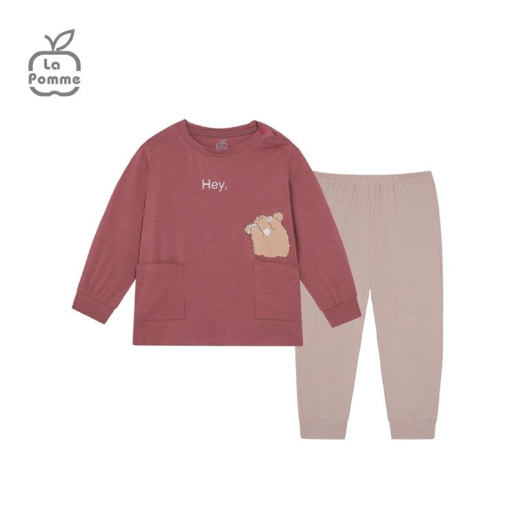 Bộ dài tay La Pomme gấu nhỏ ú oà - Xanh
