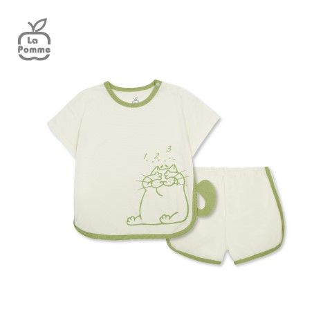 Bộ cộc tay La Pomme mèo Bư ú òa - Be Hồng